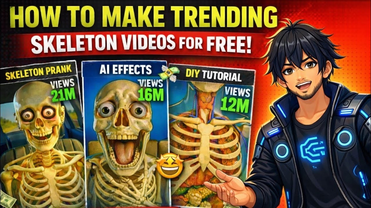 How To Make TRENDING Skeleton Videos For FREE 😱 | Viral AI Trick