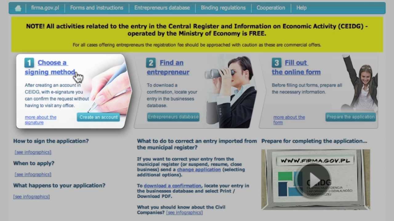 Register your business in Poland using an electronic signature