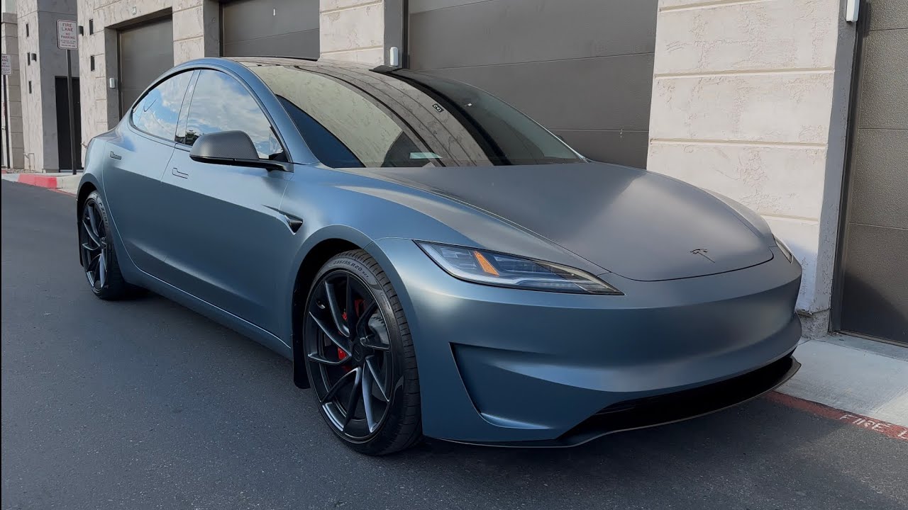 2024 Tesla model 3 Performance highland wrapped is 2080 3M satin Thundercloud