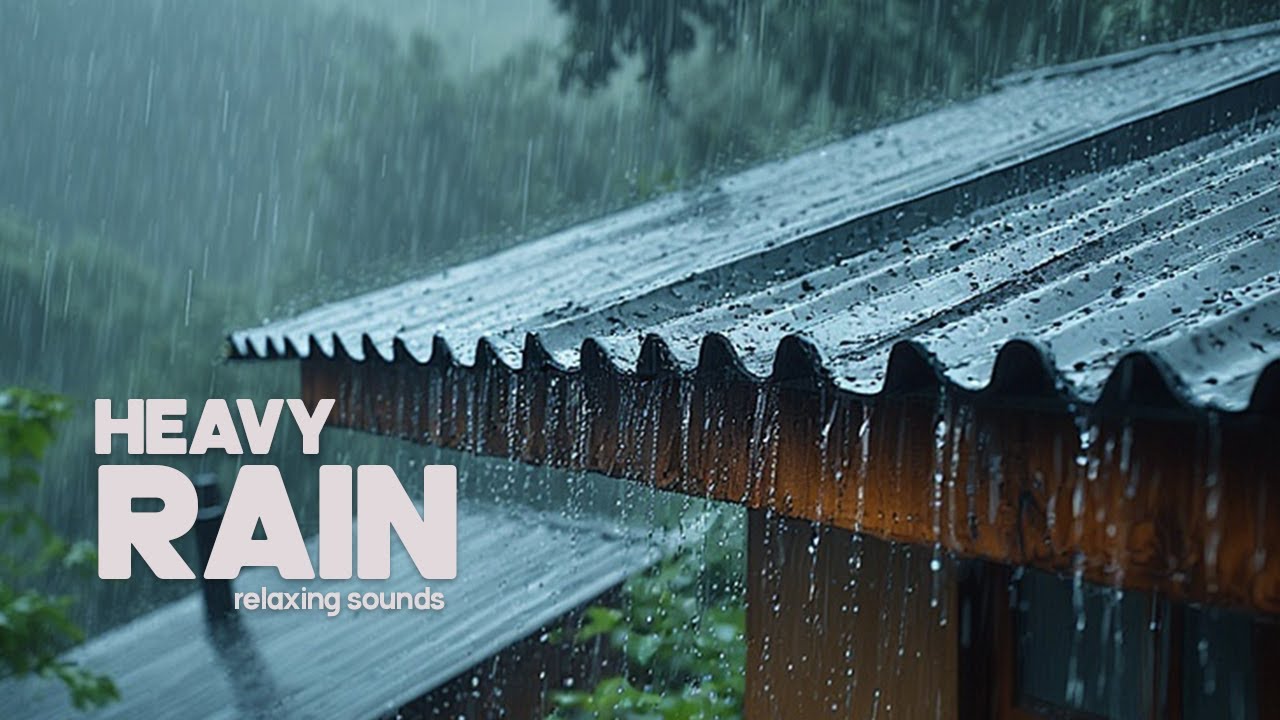 HEAVY RAIN 7hours  - DEEP SLEEP - 100% Fall Asleep With  Heavy Rain And Thunder