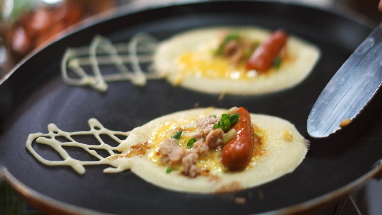 ขนมโตเกียว แป้งกรอบหอมอร่อย (engsub)Thai roll pancake khanomtokyo