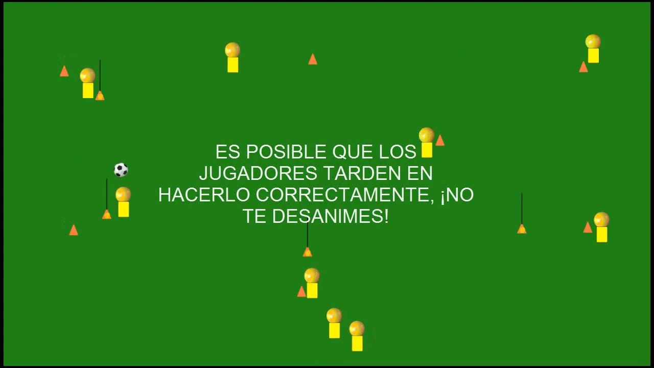 Ejercicio pases y movimientos ideal para fútbol base. Entrenamiento de fútbol para niños