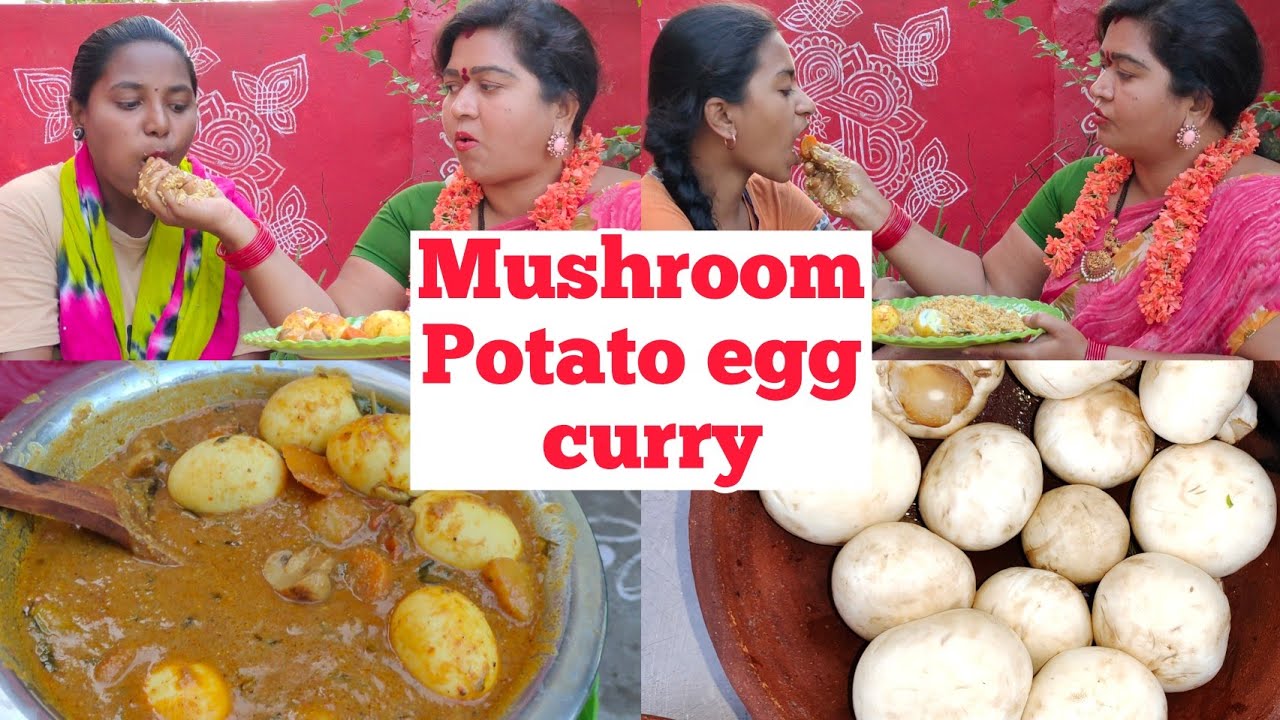 || MUSHROOM POTATO EGG CURRY || CHERRY SATHAKSHI ||