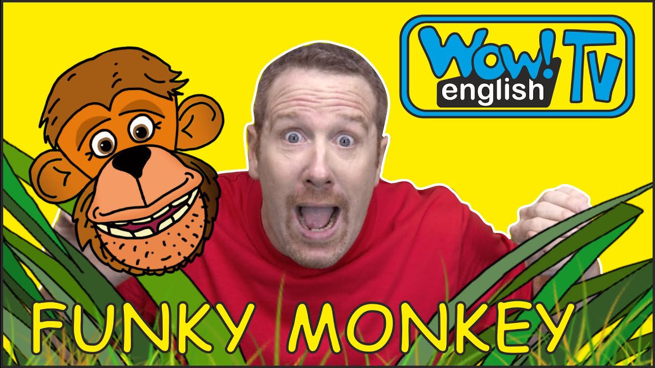 Funky Monkey Dance for Kids from Steve and Maggie | English Story on Wow English TV | Free speaking