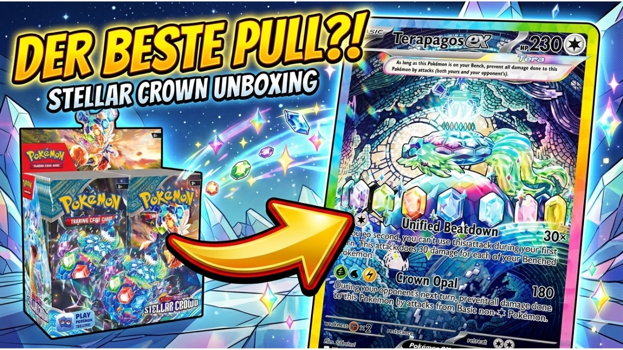 😱 ULTRA SELTENE Terapagos ex Alt-Art gezogen! Pokemon Display Opening stellar crown.