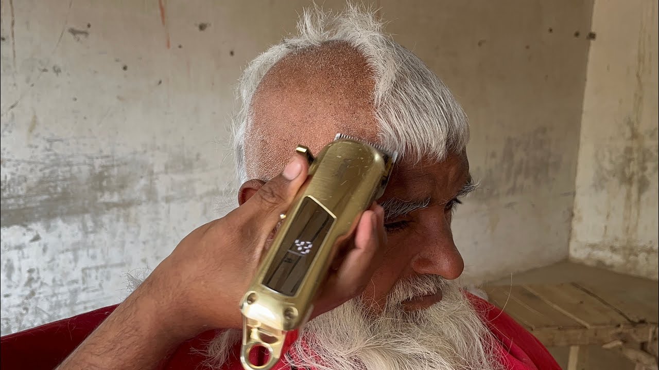 Old Man Full Head Shave with Machine | Clean Shave & Moustache Styling | Heart Touching Care
