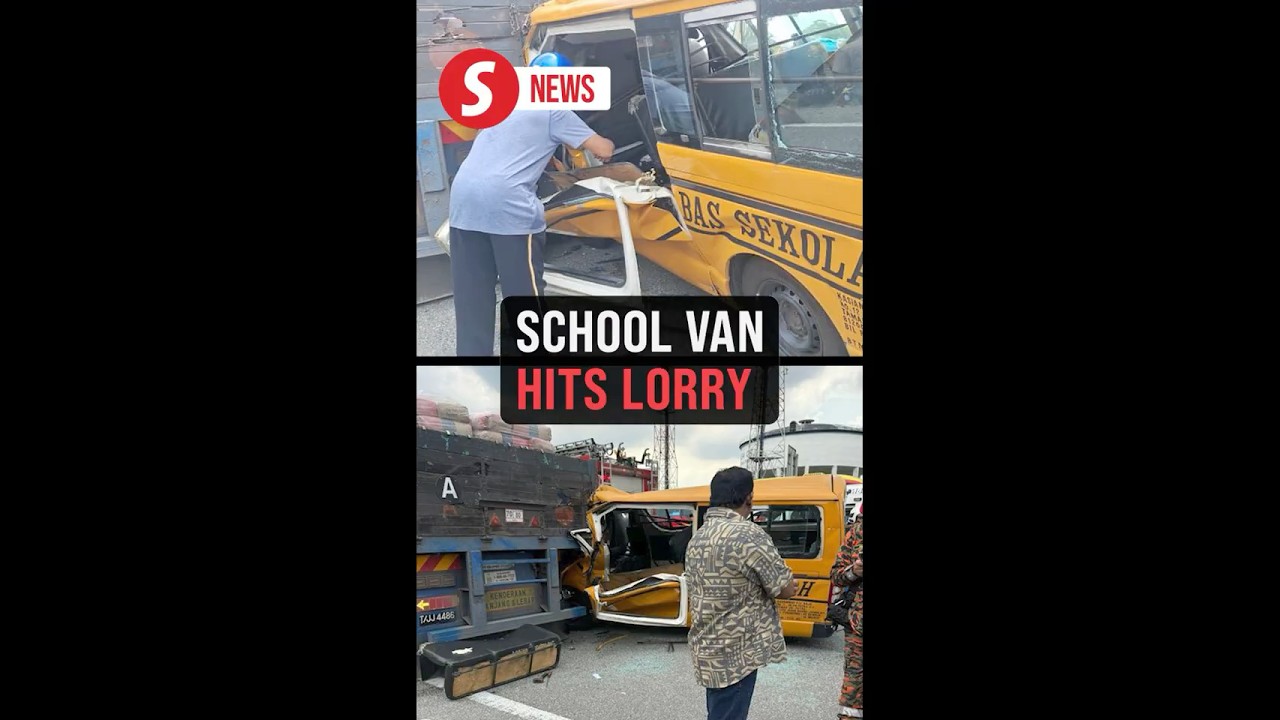 Four hurt in school van-lorry collision