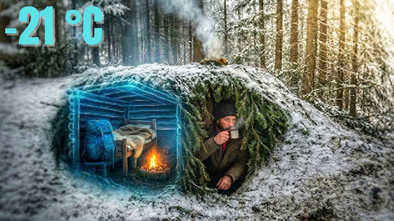 He Built a Secret Underground Shelter Beneath a Fallen Tree Root System | Start to Finish