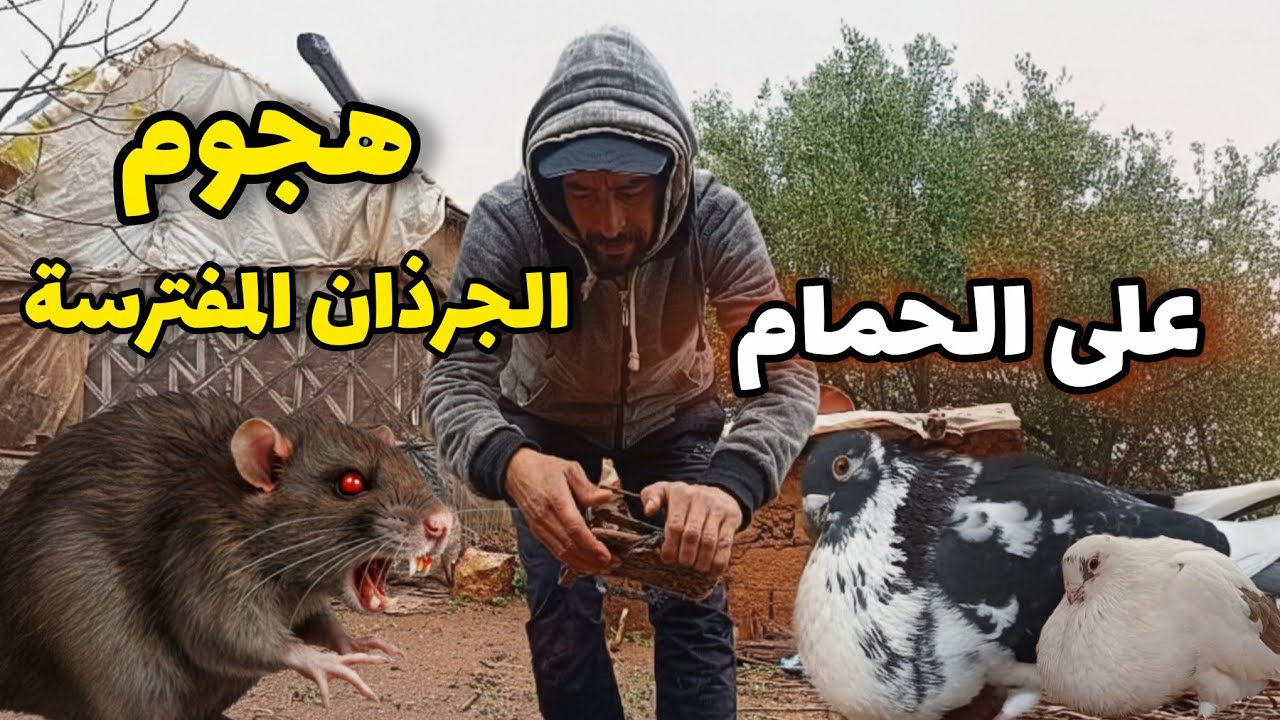 أمطار غزيرة في البادية  ومعركة مع الجرذان المفترسة لحماية الحمام بالفخ القاتل⚠️