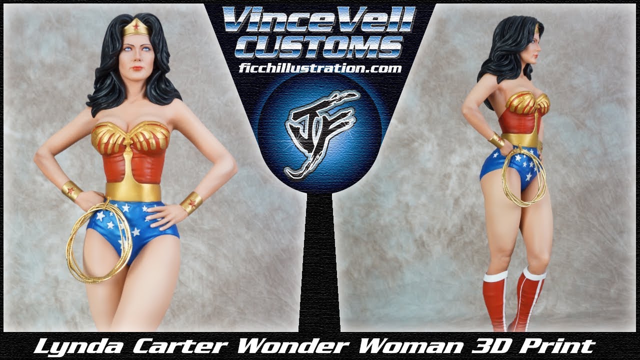 Lynda Carter Wonder Woman 3D Print Paint Up w/ custom hair
