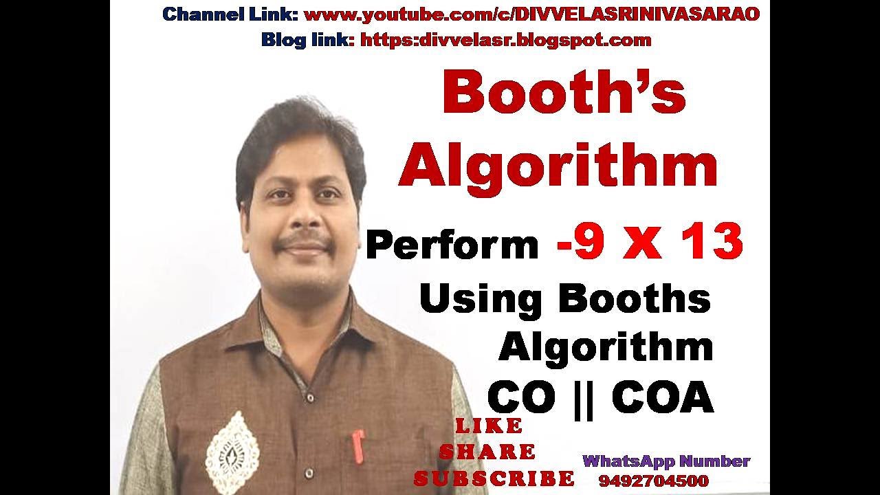 Booth's Algorithm With Example( -9 * 13) || Booth's Algorithm ||  Booths Algorithm || CO || COA ||