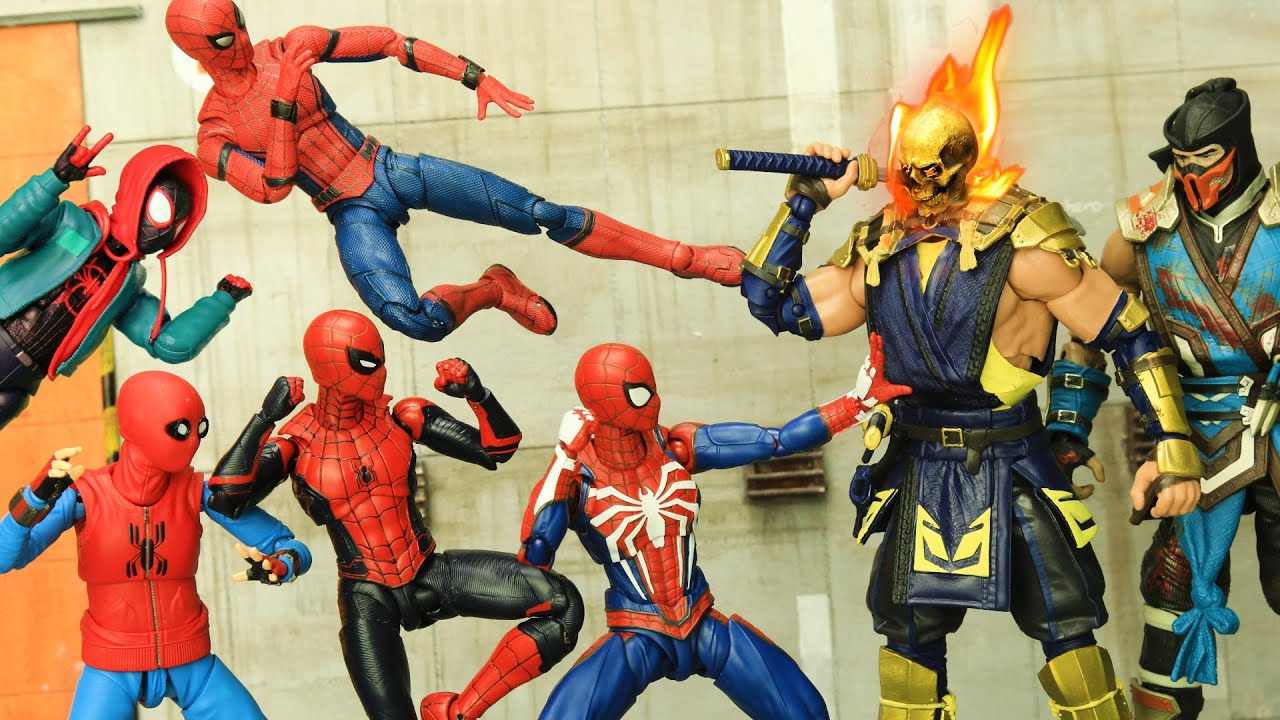 Spider-Man Mile Morales vs Mortal Kombat Scorpion Battle in Spider-verse | Figure Stopmotion