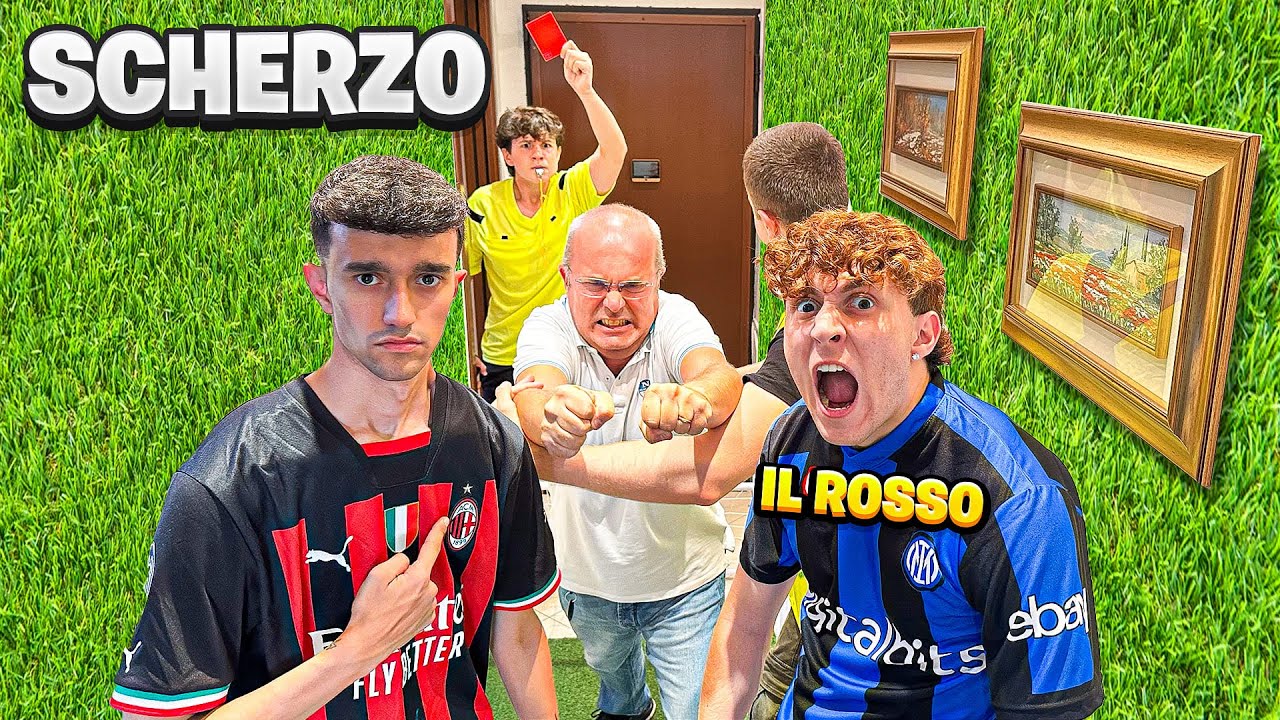 SCHERZO PARTITA di CALCIO in CASA con il ROSSO a MIO PAPÀ! *DERBY LEGGENDARIO*