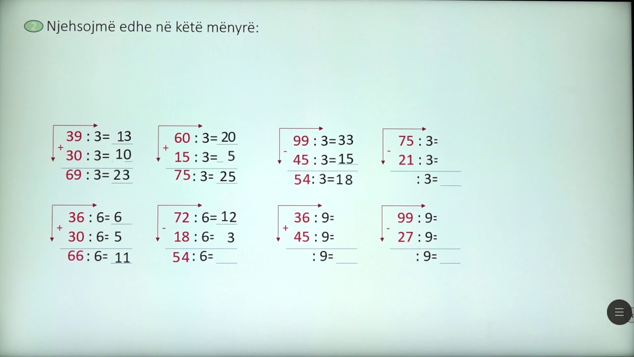 3 02 017 - Java e katërt - Matematikë - Pjesëtimi i numrave me 3, 6 dhe me 9