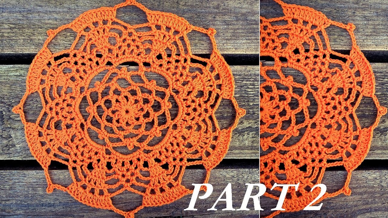 Crochet Pineapple Doily Tutorial Part 2 Round 8 - 12