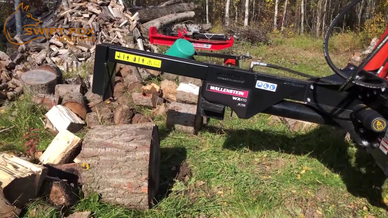 Log splitter on skid steer demo by Swift Fox Industries