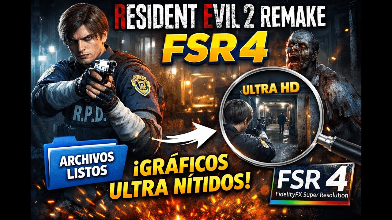 Resident Evil 2 Remake con FSR 4 😱 | Ultra Nitidez + Archivos LISTOS (OptiScaler)