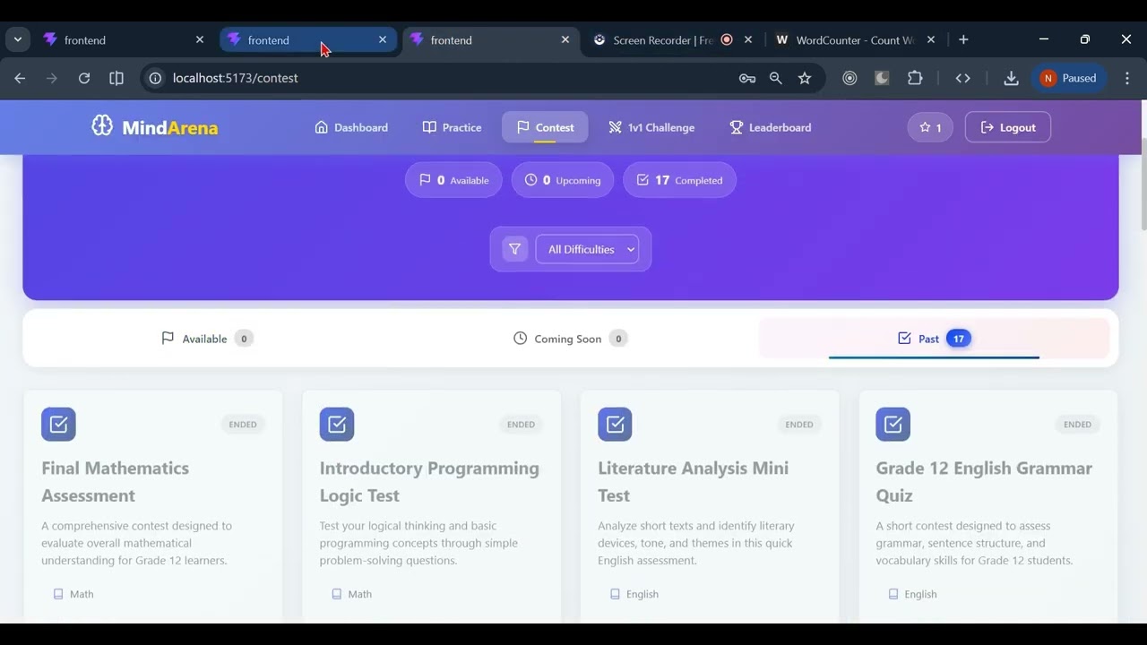 MindArena - An Interactive learning platform for students