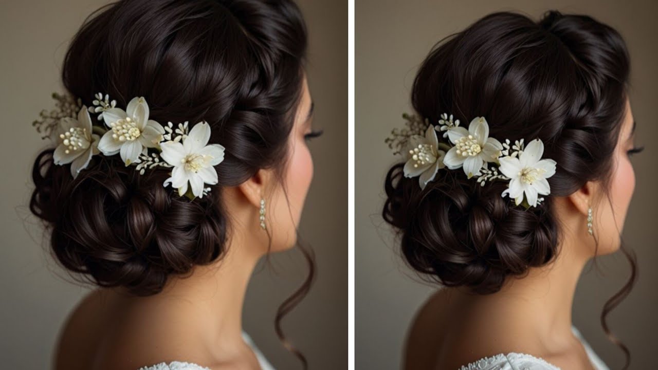 Wedding hairstyles for girls |Beautiful bun hairstyle 