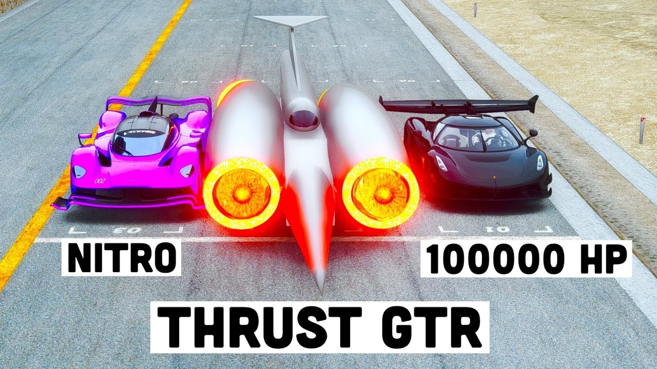 Thrust SSC GTR vs 100000 Koenigsegg Black Devil vs NITRO Aston Martin AMR at Special Stage Route X