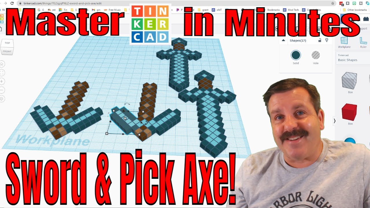 Make your own Tinkercad Minecraft Diamond Pick Axe & Sword in Minutes