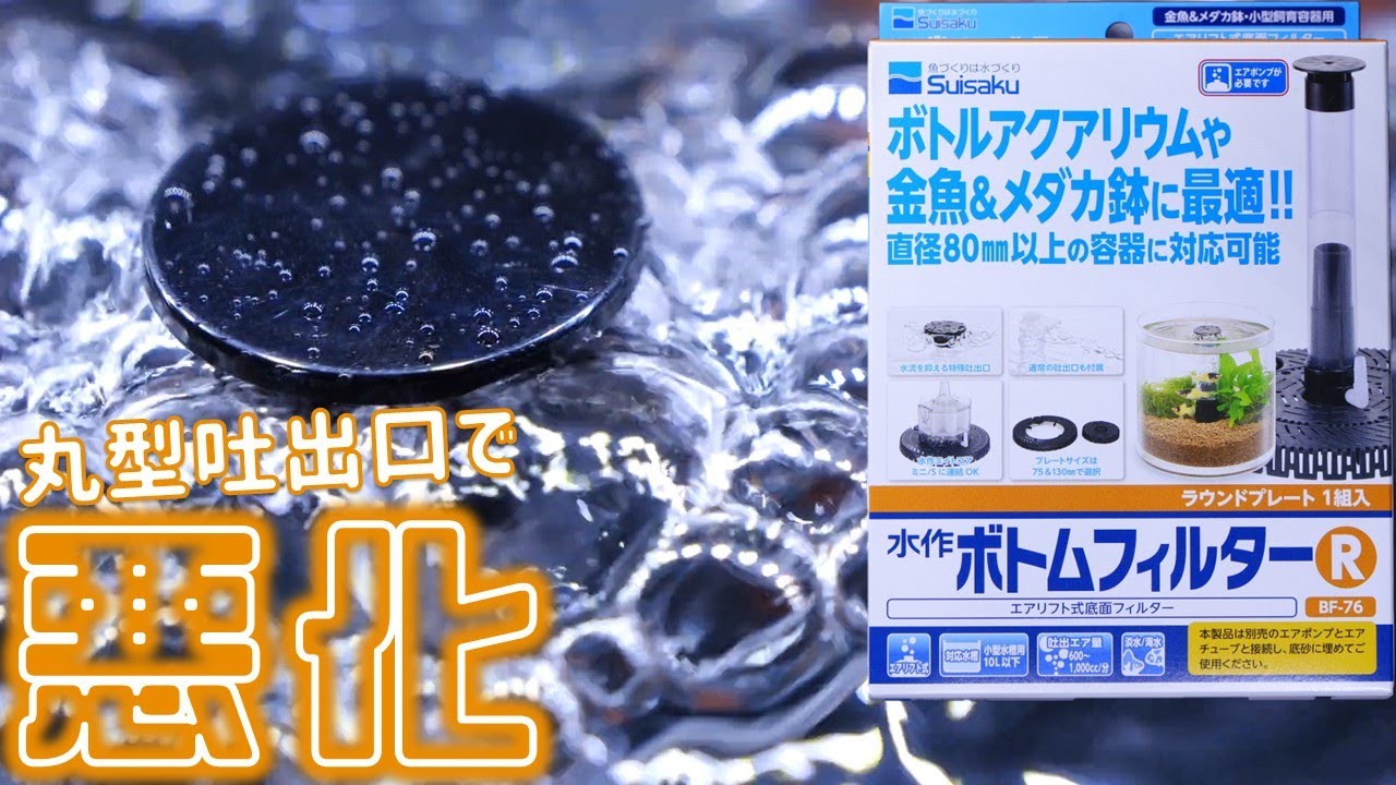 【底面式フィルター】ボトムなのにボトルと言い間違っていたけど撮り直しをしなかったろ過器。水流が苦手な生体用。水作ボトムフィルターR【ふぶきテトラ】