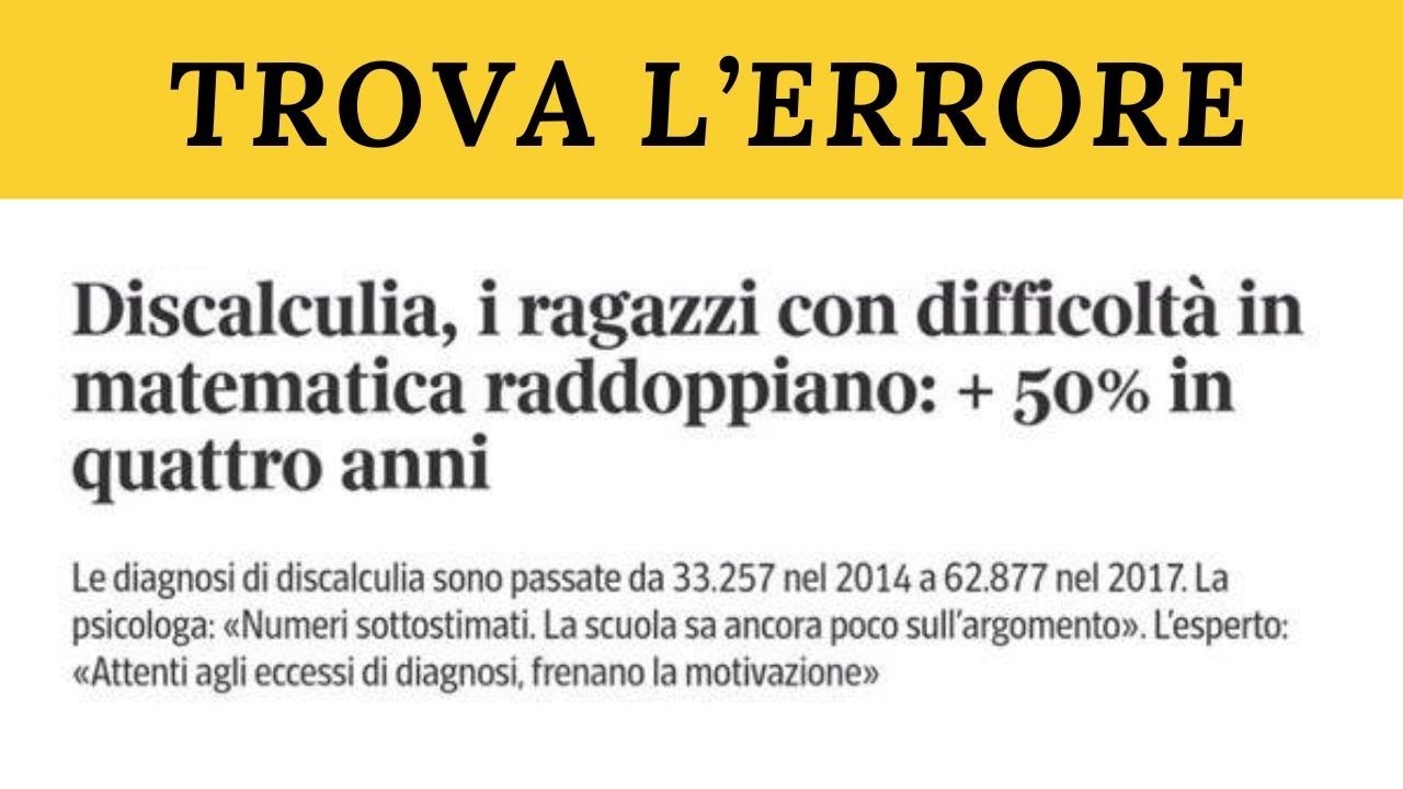 Trova l'errore nel titolo di questo articolo | Discalculia