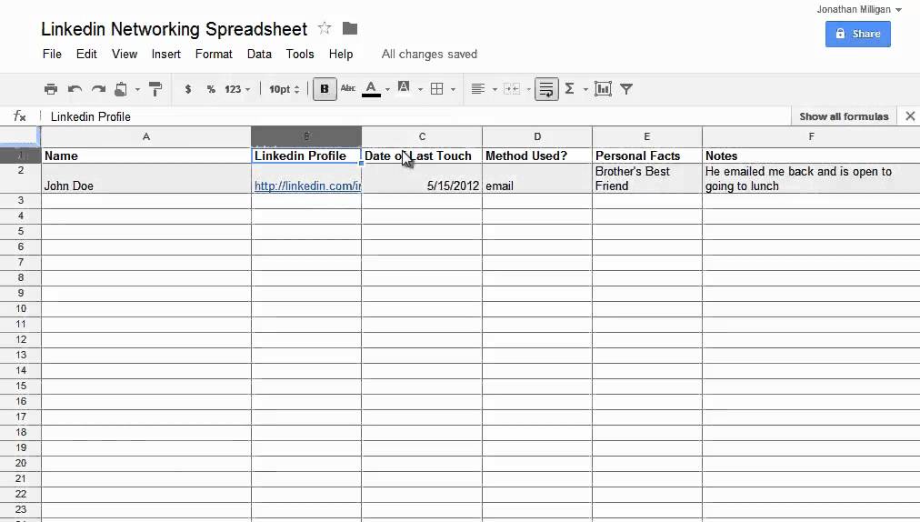How to Use the Linkedin Networking Spreadsheet