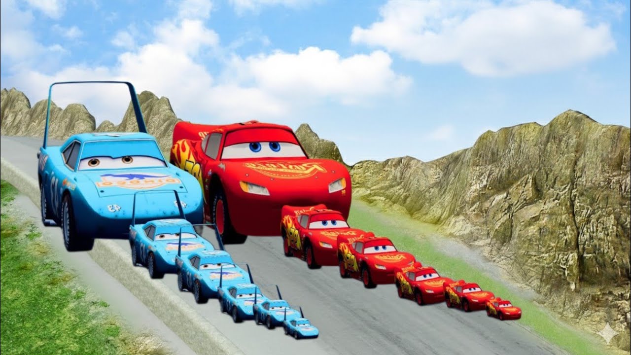 Big & Small McQueen vs Chick Hicks vs Tow Mater vs King Dinoco vs Duch Hudson - BeamNG.Drive