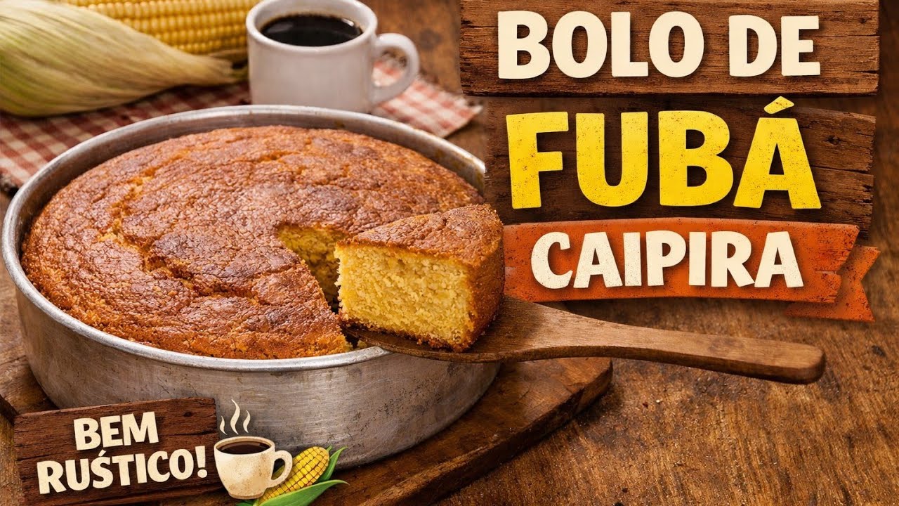 🌽 BOLO DE FUBÁ CAIPIRA | RÚSTICO, TRADICIONAL E CHEIO DE MEMÓRIA AFETIVA