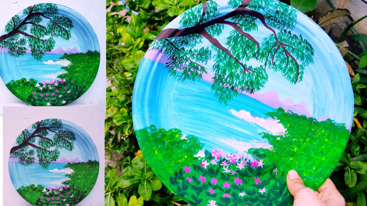 Painting on Disposable Plate | Nature Inspired Art