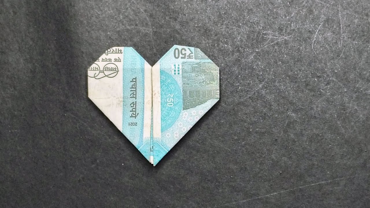 Origami Heart Made from Currency Note | Easy Money Heart Tutorial | 50 rupees ke hote design craft 