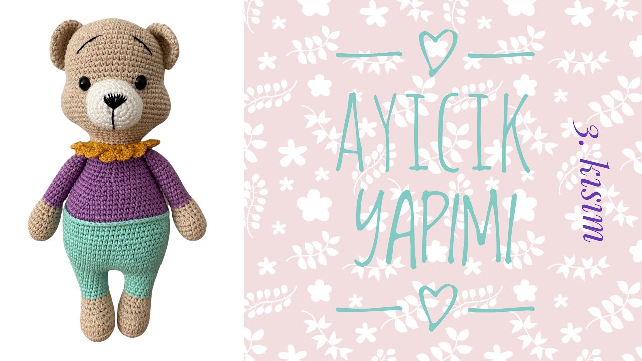 Amigurumi Ayıcık Yapımı🧸 ENGLISH SUBTITLES  (Yakalık, Papyon,Birleştirme) 3/3