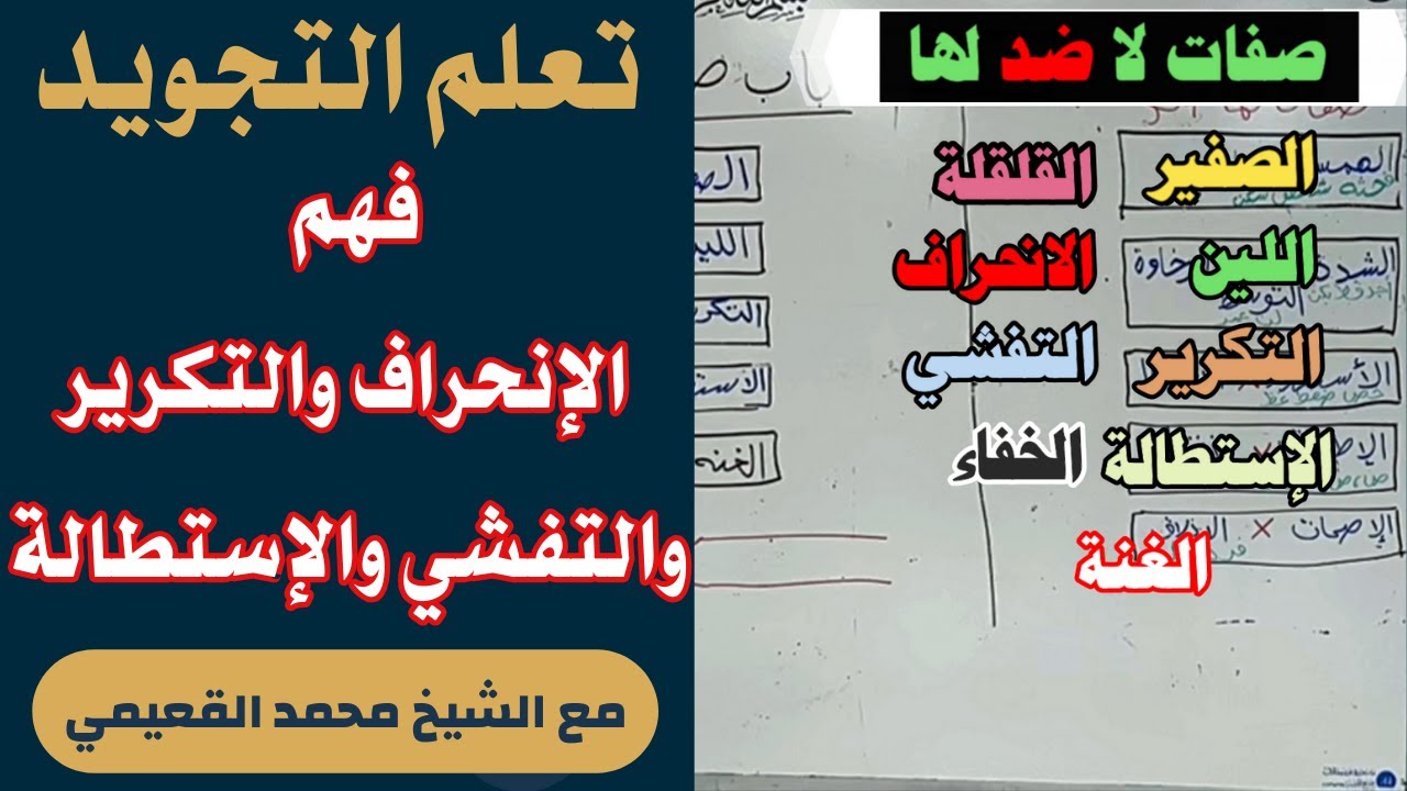 تعلم التجويد |📢| فهم الإنحراف والتكرير والتفشي والاستطالة | الشيخ محمد القعيمي