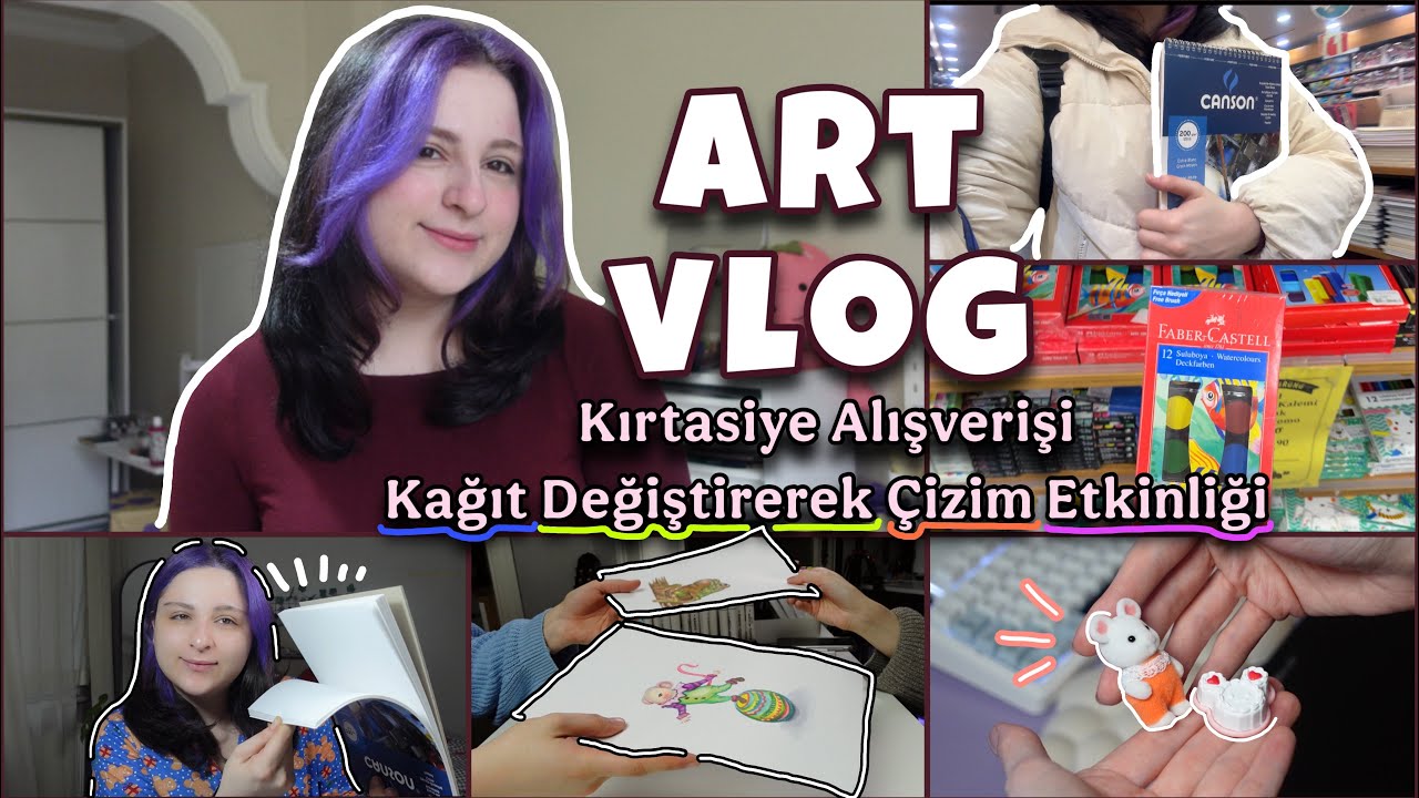 ART VLOG | Stationery Shopping | Drawing by Changing Paper | A day with me 🏡