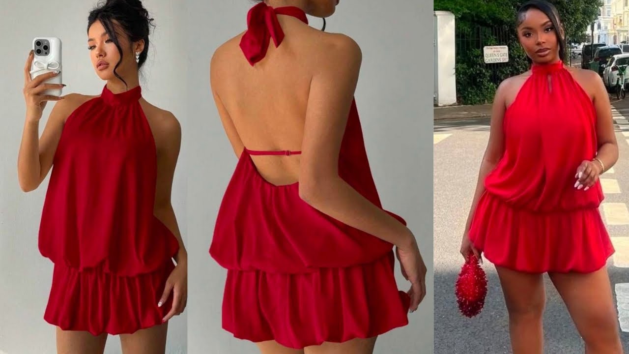 Sew This Viral Bubble Mini Dress With Me | Easy Halter Dress Tutorial