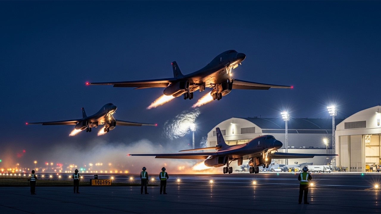 High alert!! US B-1B Lancer bombers are conducting strikes.
