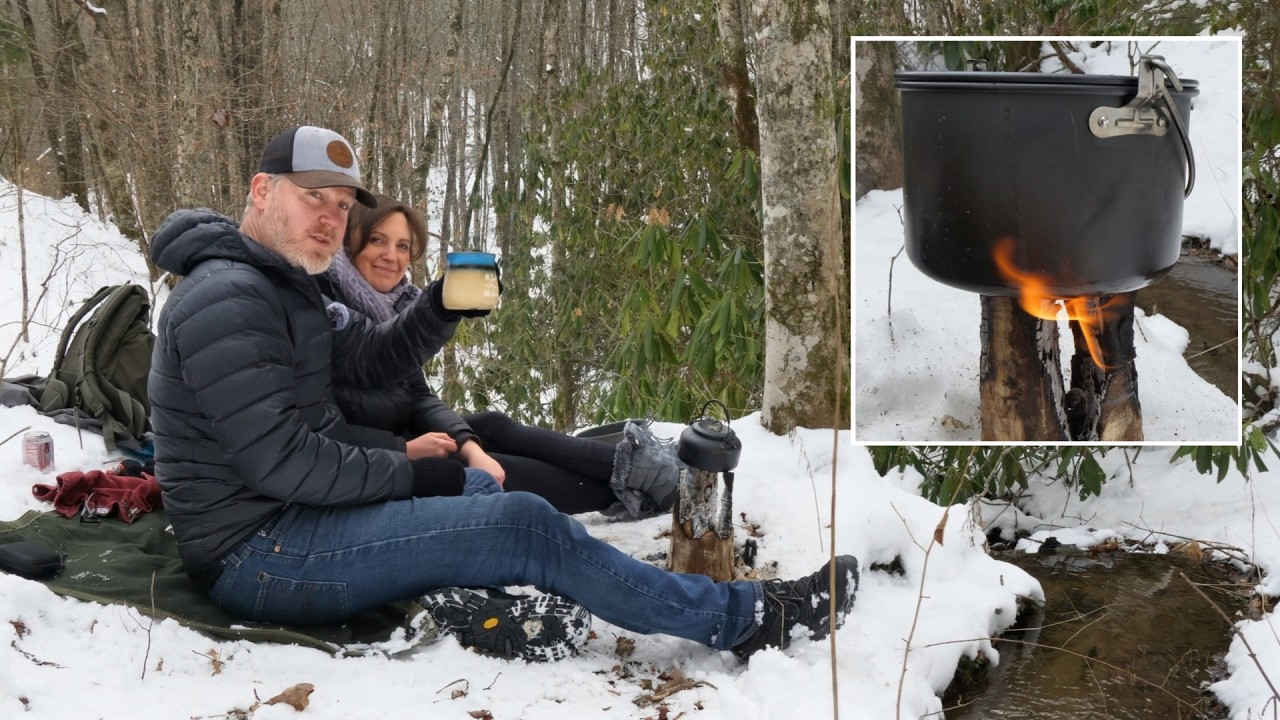 Beanie Weenies on a Swedish Log Fire | Frozen Appalachian Winter Camp Cooking