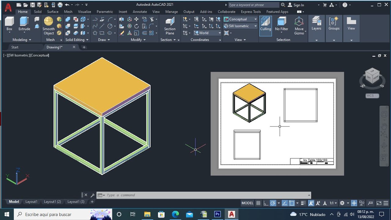 Dibujo 3D a 2D en minutos en AutoCAD, comando Solprof