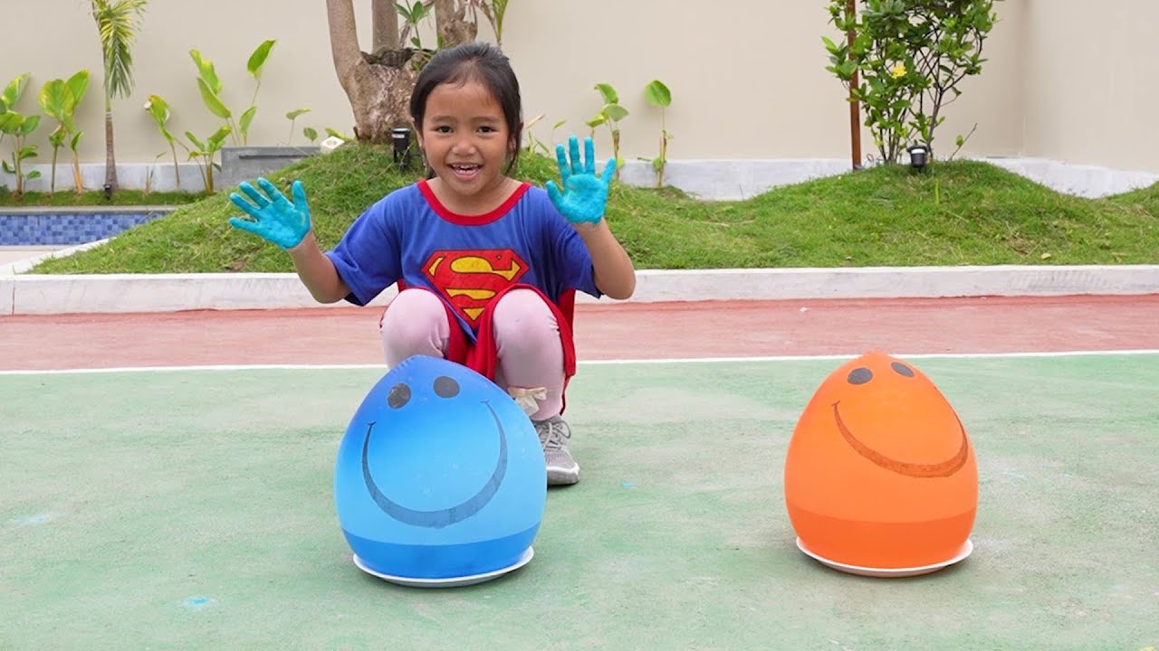 AFSHEENA BELAJAR WARNA FINGER FAMILY SONG - Learn Colors With Balloon