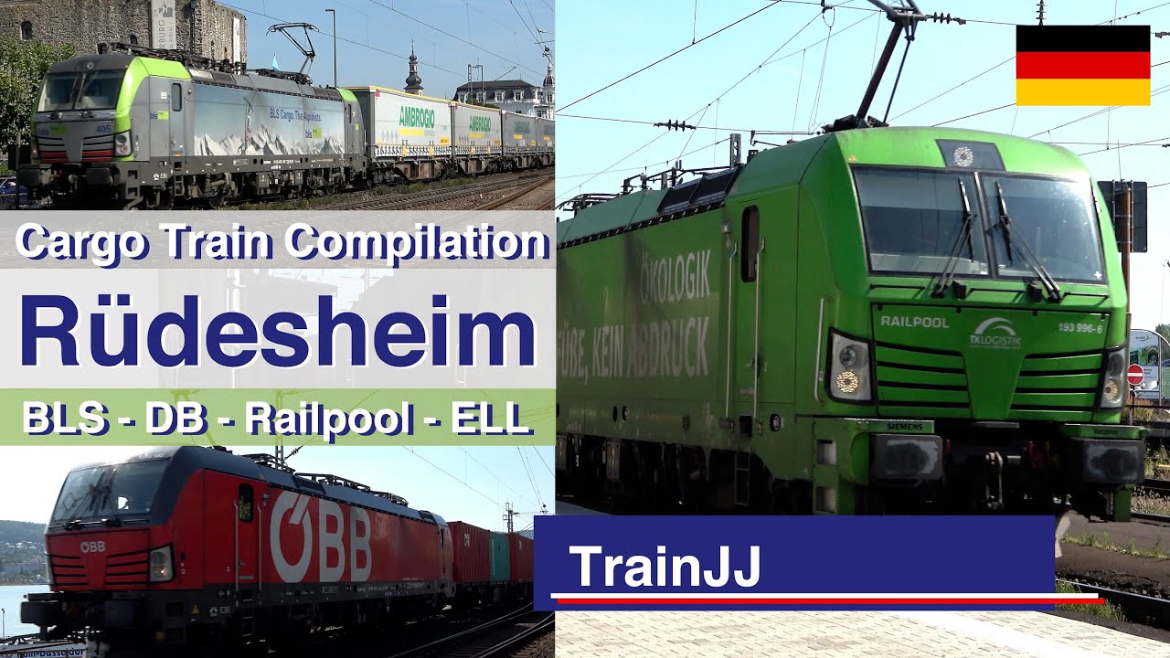 4K Cargo Trains Compilation | Rüdesheim - Germany BLS Cargo - ÖBB - DB Cargo - Railpool - RTB - HSL