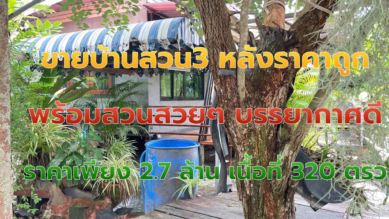 🟩⬜️🟨ลดราคาด่วนเหลือ 2.3 ล้านEP.765 บ้านสวน 3 หลัง บรรยากาศร่มรื่น โฉนดครุฑแดง  บ้านนา นครนายก