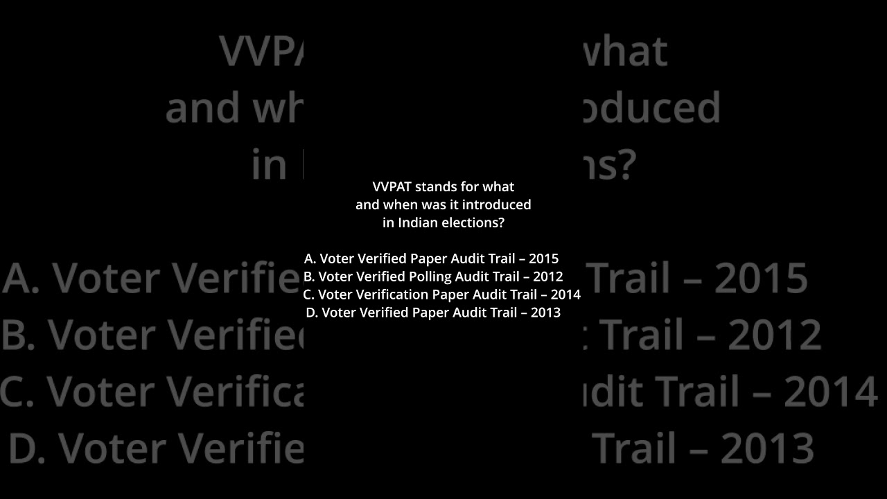 UPSC Polity MCQ | VVPAT Introduced in Which Year? #shortsviral