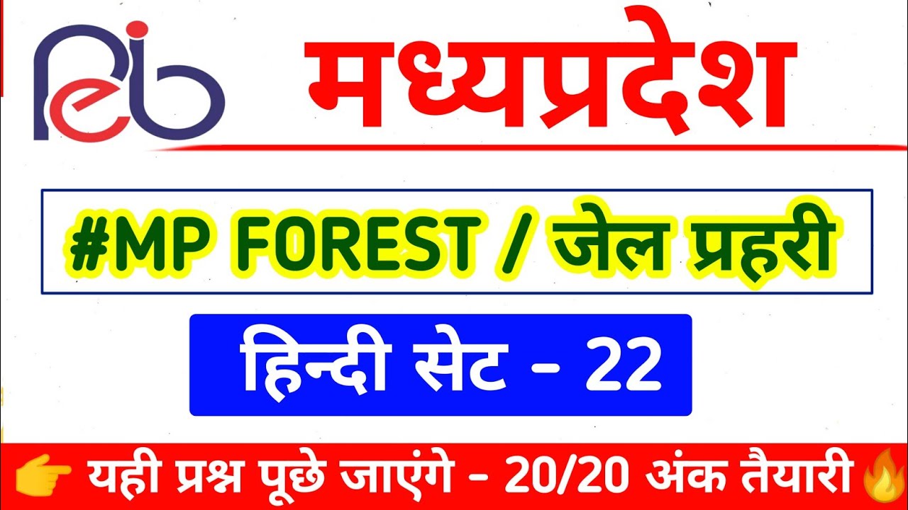 MP FOREST हिन्दी | mp forest hindi question | mp forest hindi class | mp forest gk | #mpforesthindi