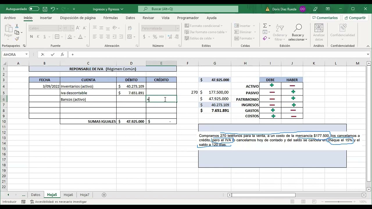 Asientos contables/Tutorial con ejercicios resueltos