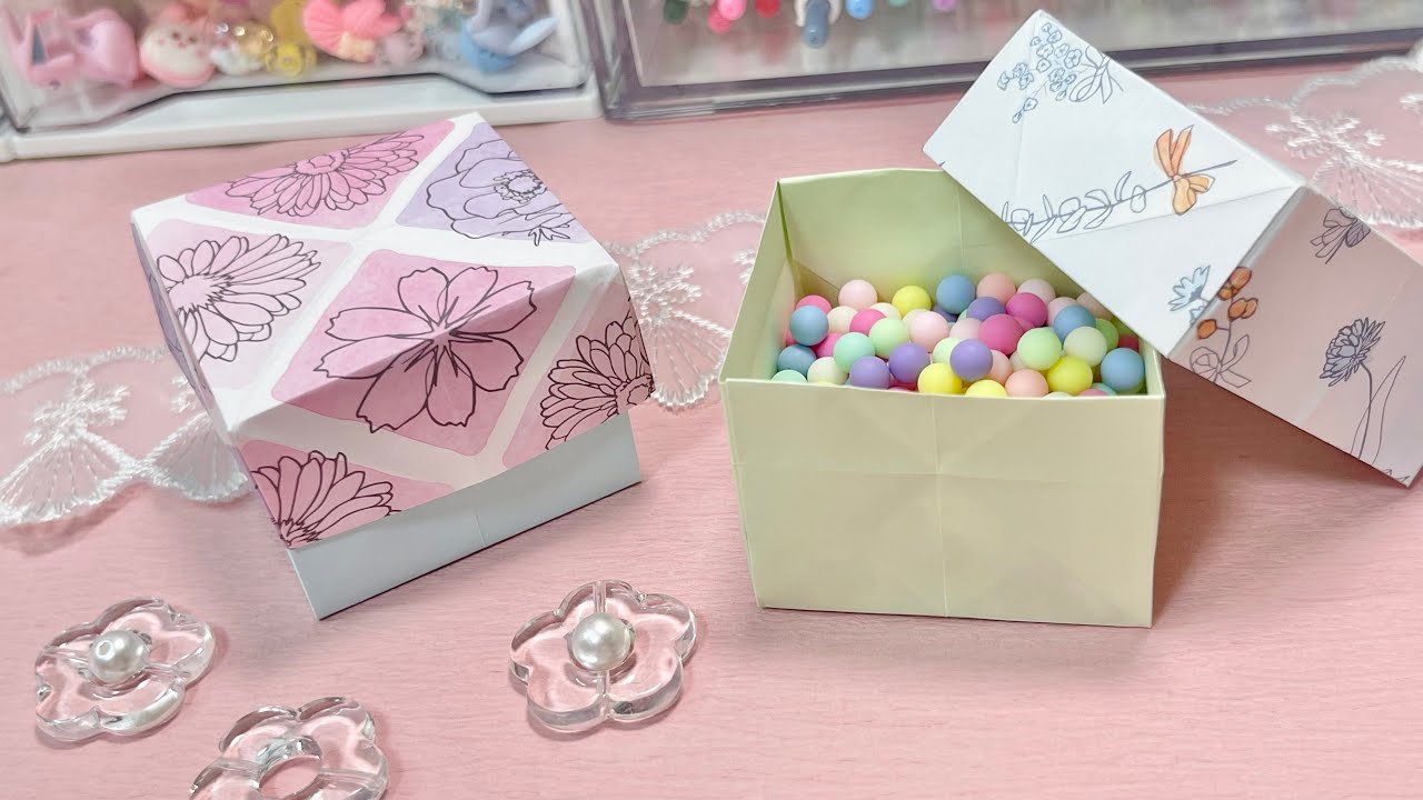 たくさん入る♪蓋付き正方形BOXの作り方！便利でかわいい折り紙で作れる箱✨