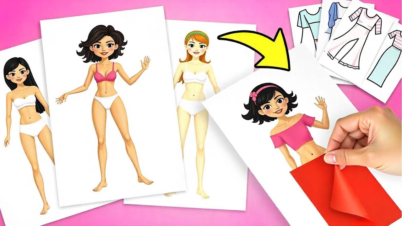 ✨👗 DIY Paper Doll Fashionistas! Create Stylish Outfits with Glitter & Color 🎨💖