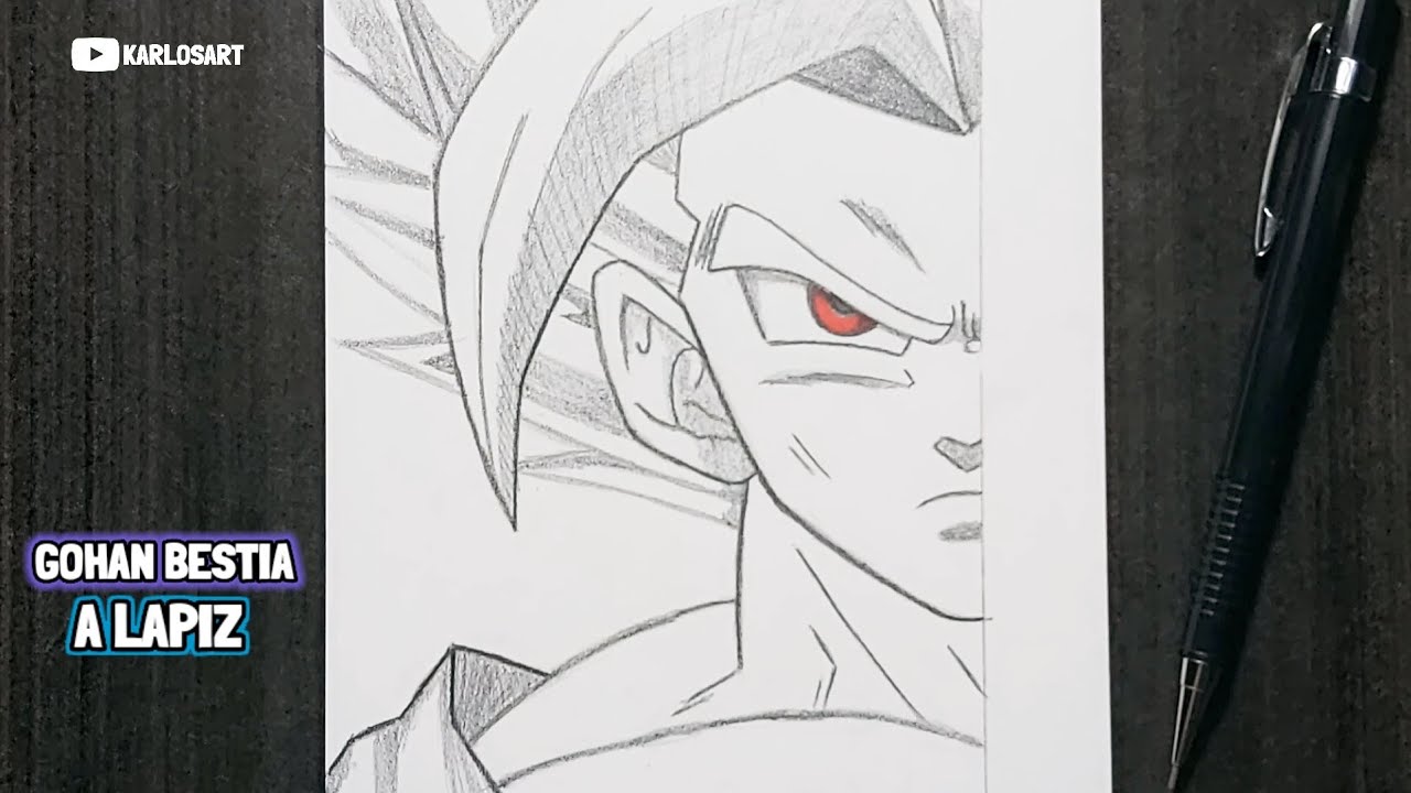 Como Dibujar A GOHAN ( Modo Bestia ) de dragón Ball S Hero | PASO A PASO FACIL A LAPIZ | how to draw