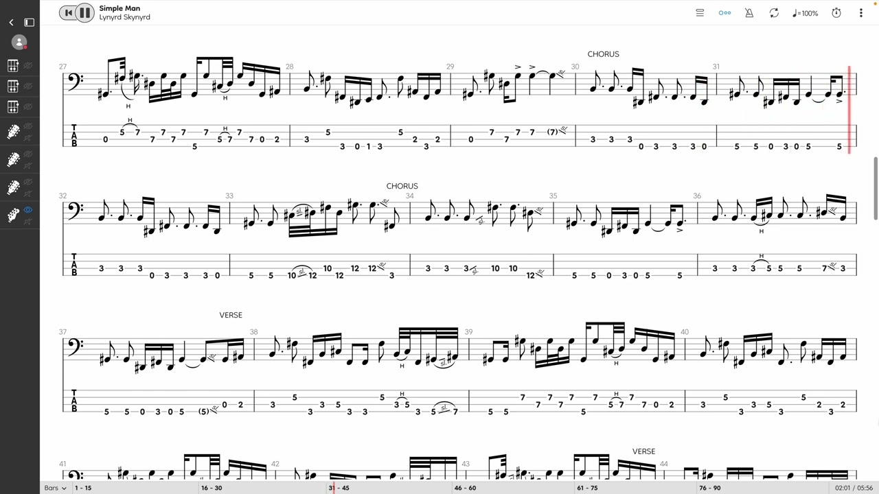 Lynyrd Skynyrd - Simple Man (BASS TAB PLAY ALONG)