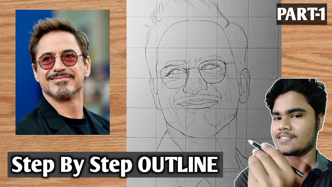 Tony Stark🔥 Outline step by step Drawing ll How to draw Tony Stark ll Outline Tutorial ll PART -1 ll